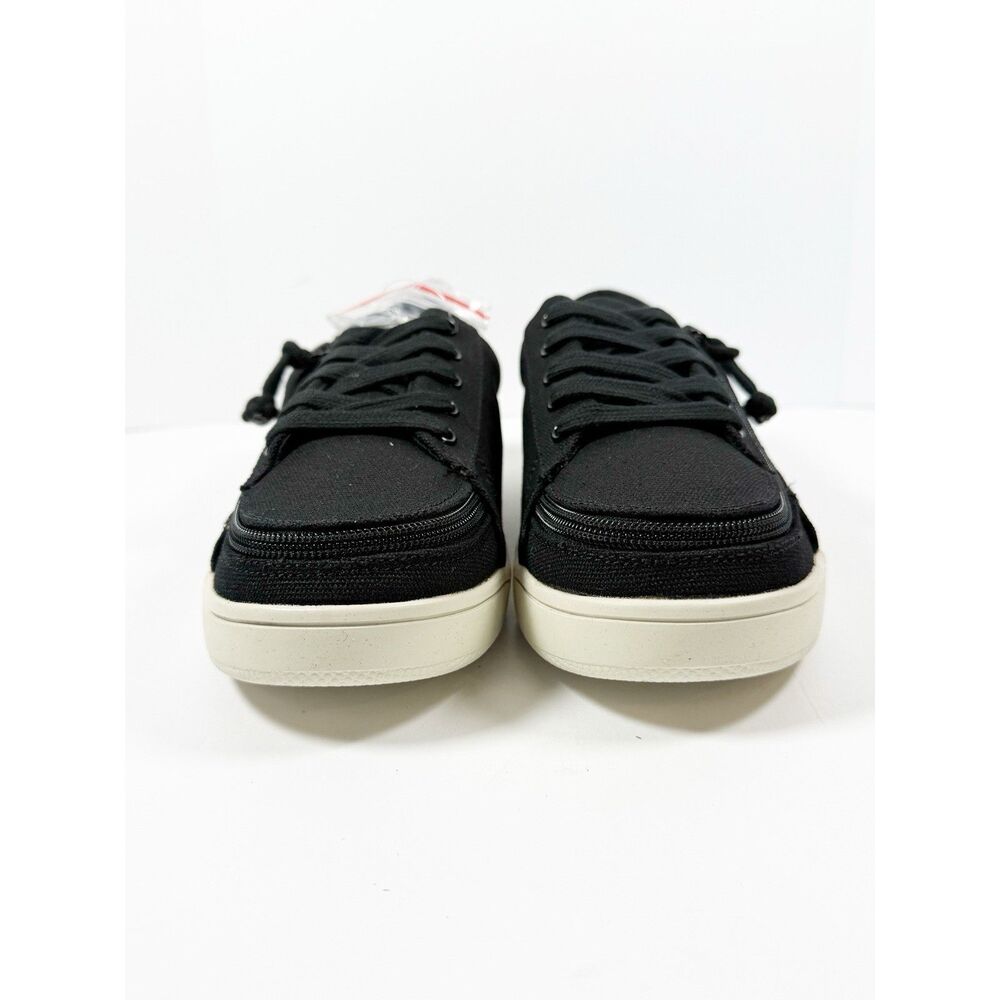 NEW BILLY Footwear Sneaker II Lace-Up Low Top Zip-On Canvas Sporty Black White 7 - Picture 6 of 11